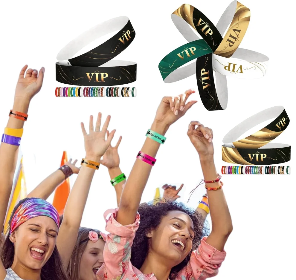 Custom Logo Printed Bracelet Waterproof Paper Tyvek Wristbands for Event Party Supplies