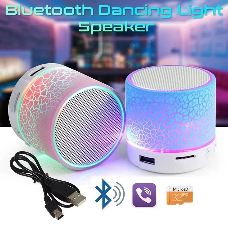 New Mini Portable Car Audio A9 Dazzling Crack LED Wireless BT 4.1 Subwoofer Speaker TF Card