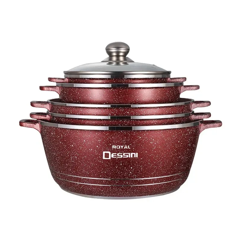 Hot Selling Aluminium Pots Sets Cooking Cookware Medical Stone Nonstick Forged Cookware Sets
