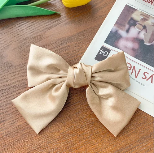 wholesale 2022 women hair accessories fashion satin bow hair barrette clips silk hair clips for girls