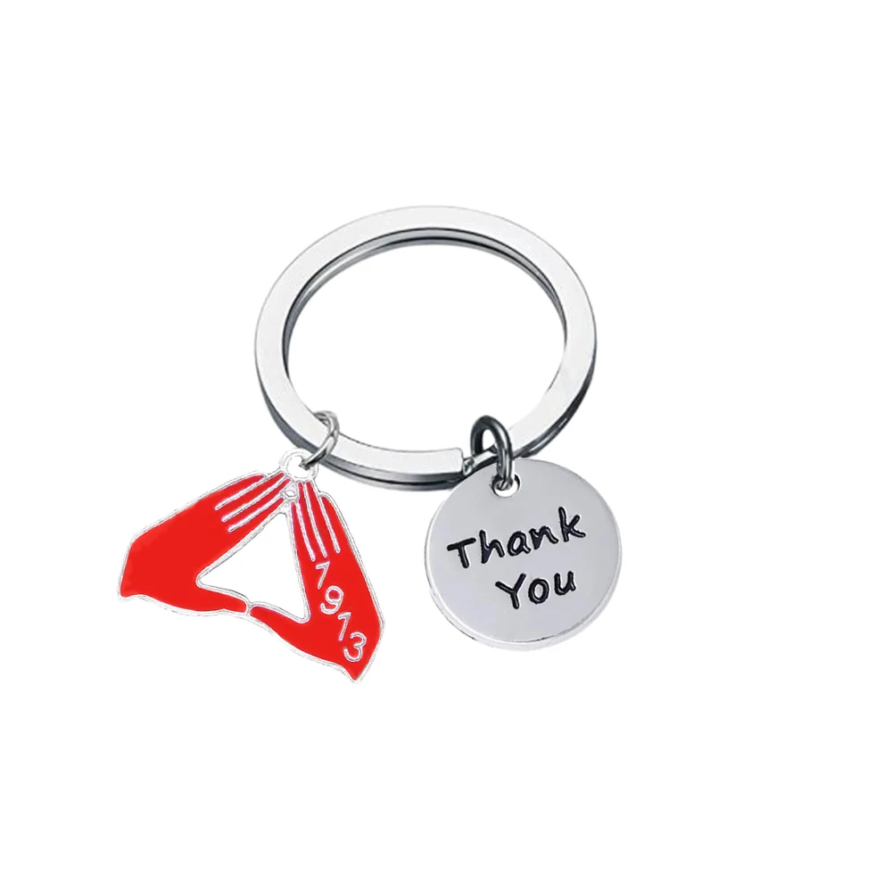 Minimalist Design Greek Delta 1913 Inspirational Accent Triangle Gesture Symbol Pendant Making Statement Sorority Keychain