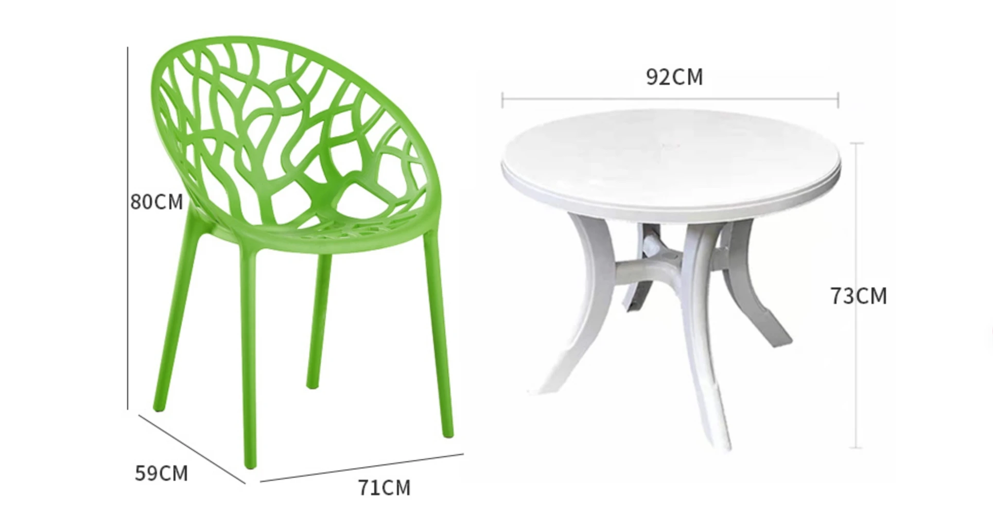 Modern Durable Colored Plastic Table and Chair Set for Bedroom Home Gym for Outdoor Hotel Entry Warehouse Laundry Use