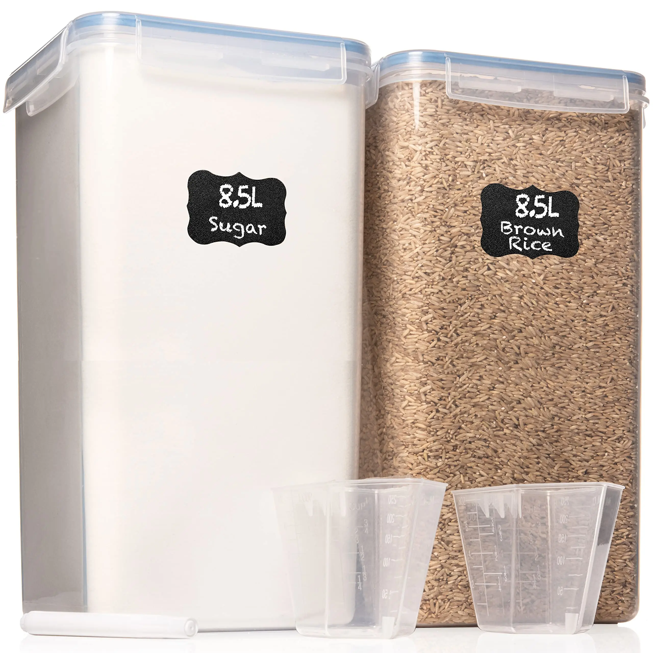 2pcs 8.5L Airtight Jar Pet Food Container Pantry Candy Storage Organizer Sealed Containers Rice Bucket for 10kg Load