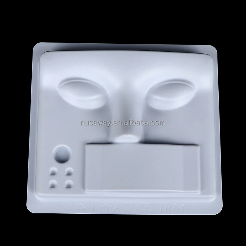 3 in one Eyelash Training Tray Eyelash Glue Pallet Practice Training False Eyelash Extension Plastic Mannequin Model Face Tray