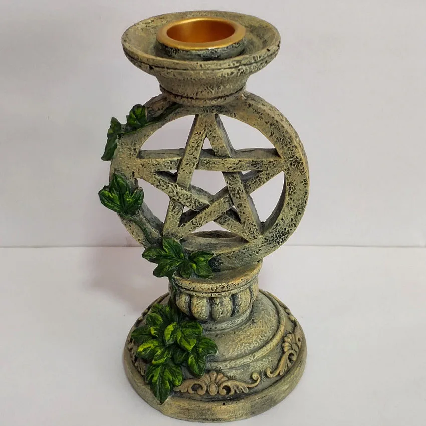 Altar Candlestick Ceremony Candle Holder Set Witchcraft Props Table Decoration Goddesses Pentagram Candelabrum Religion