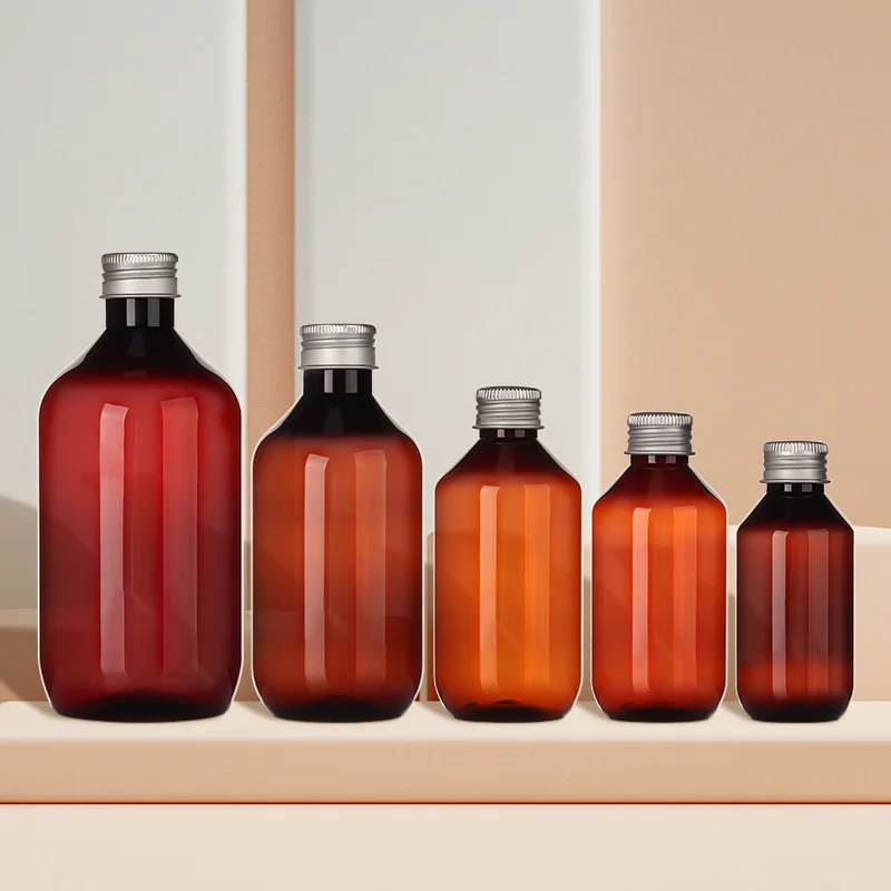 Пользовательские PET100-500ml янтарная бутылка медицины эфирное масло пластиковая