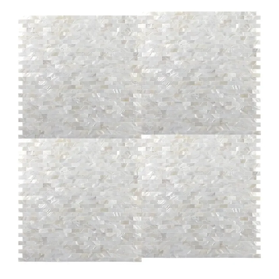 Popular mosaic wall tile zero grout joint Mini Brick White Shell mosaic