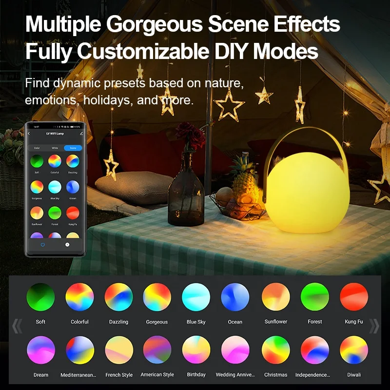 Smart Home Light Rechargeable Outdoor Garden Waterproof USB Rechargeable RGBW LED Tuya APP Voice Control Cordless Table Lamp