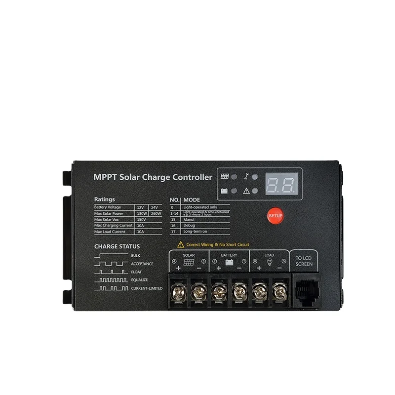 SRNE Solar MPPT MT2410N10 12V/24V solar panel controller 10A 130W 260W regulator solar charge controller