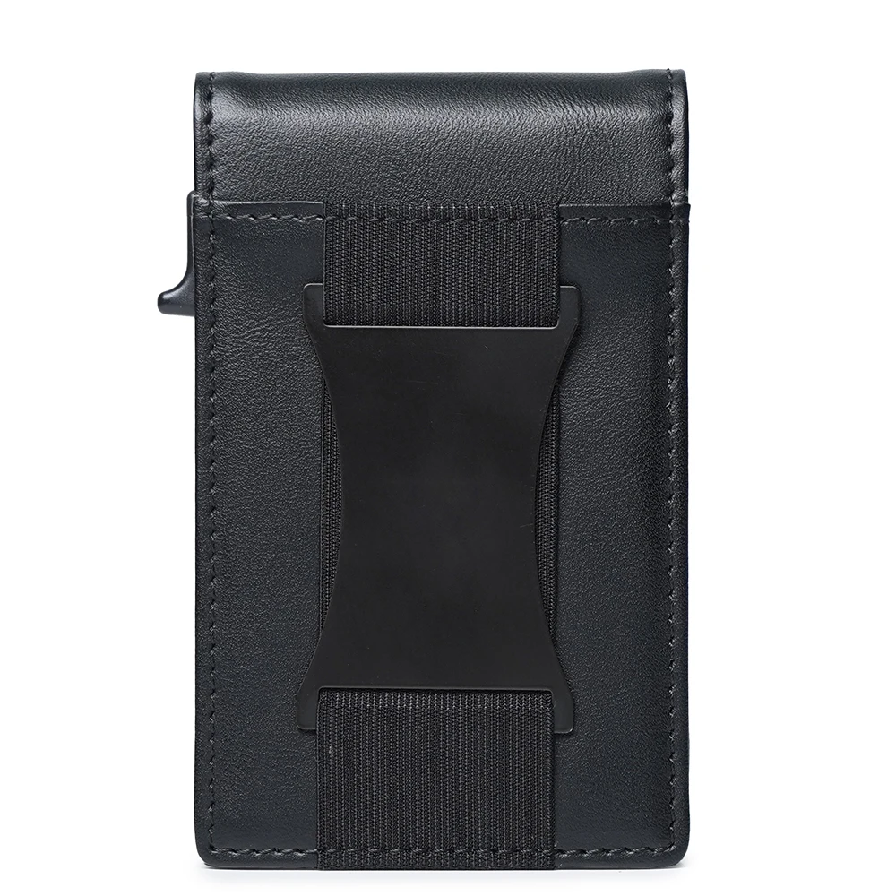 Customized PU Leather Cardholder with Pop-Up Feature  Aluminum Slim Wallet for Credit Cards