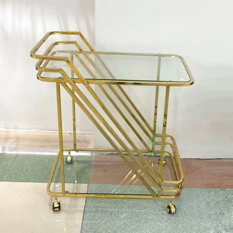 High Quality Hotel Trolley with Modern Design Resin Stainless Steel Material for Dining Wine Cellar Made by Metal Furniture