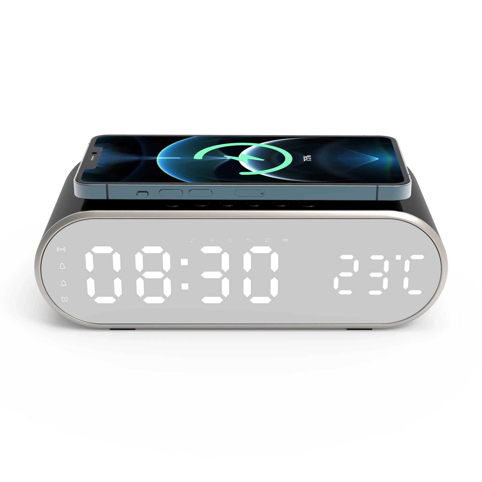 Belen Dropshipping Digital Alarm Clock 15W Fast Wireless Charger With Temperature (1600346775269)