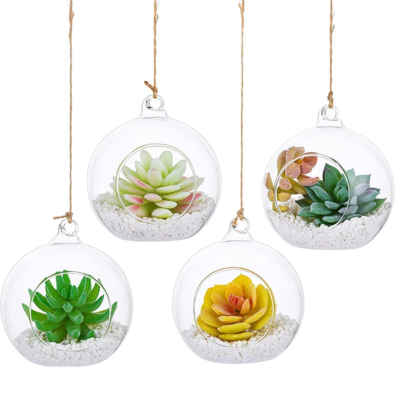Hanging Tealight Candle Holder Glass Globes Terrarium Orbs Planter Air Fern Plants Vase Hanger 4 Inches for Home Party