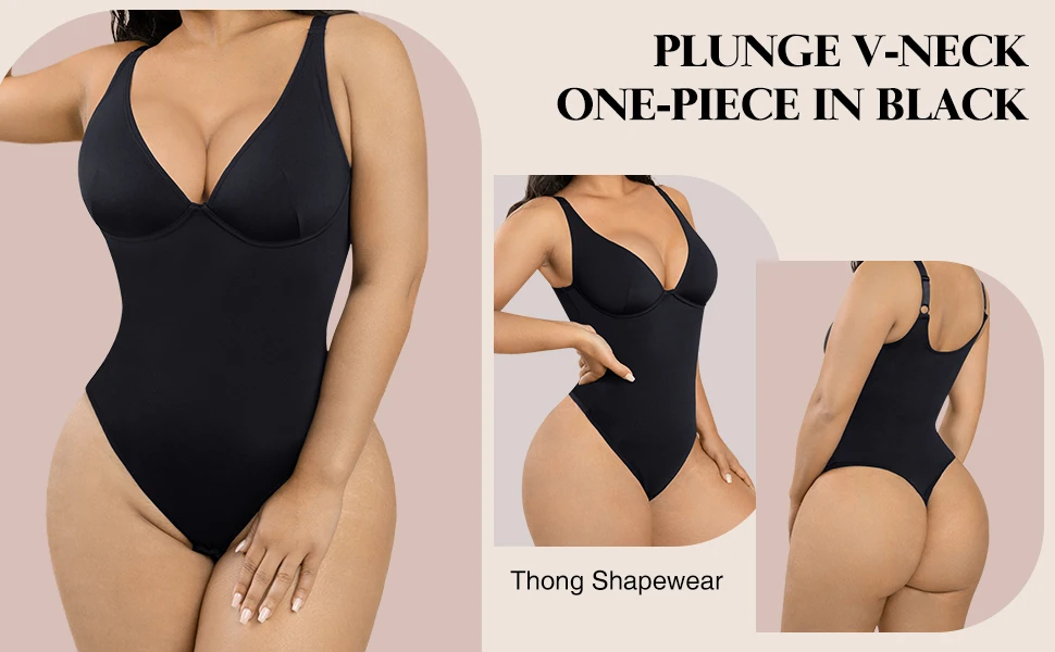 Online Fashion Plunge V-Neck One-Piece Bodyshapers For Women Tummy Control Black Bodyshapers For Women Shapewear