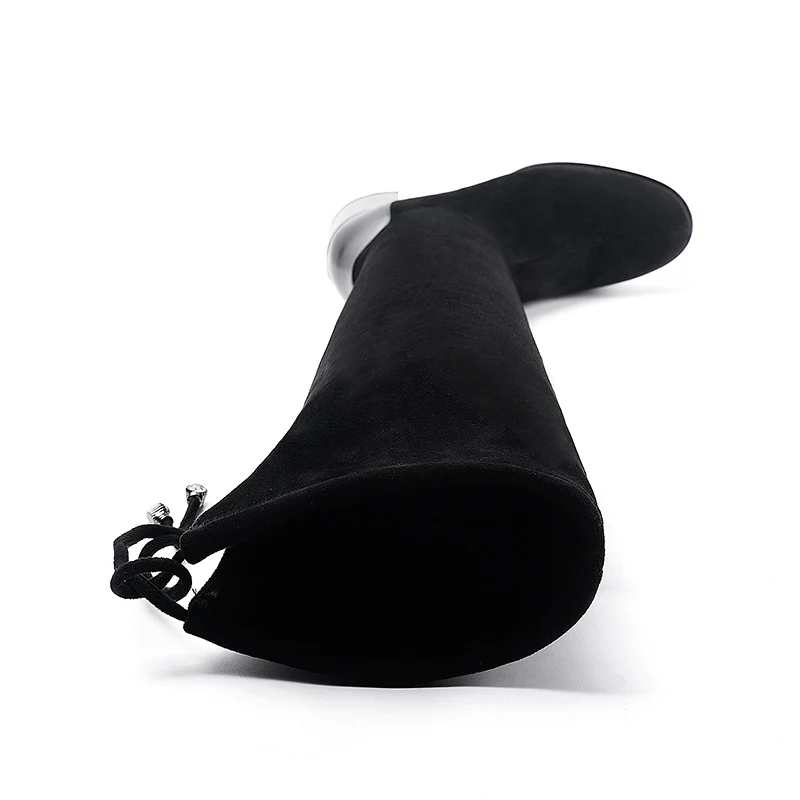 J371 China Women Handmade Fashion Winter Boots Black Long Square High Heel Over The Knee Boots