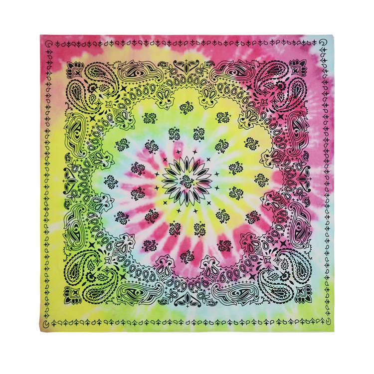 Wholesale Promotion Multifunction Colourful Custom 100% Cotton square Fabric Customized Printed Headwear Classic Paisley Bandana