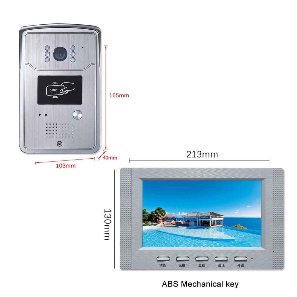 Video Door phone building Intercom System Aittda 7 Inch touch key Color Screen smart ring video doorbell small building Access