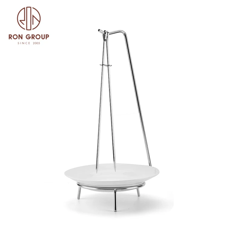 Wholesale Restaurant BBQ Accessories Grill Plate Stainless Steel Kebab Shelf Food Hanging barbecue rack Meat Skewer Metal