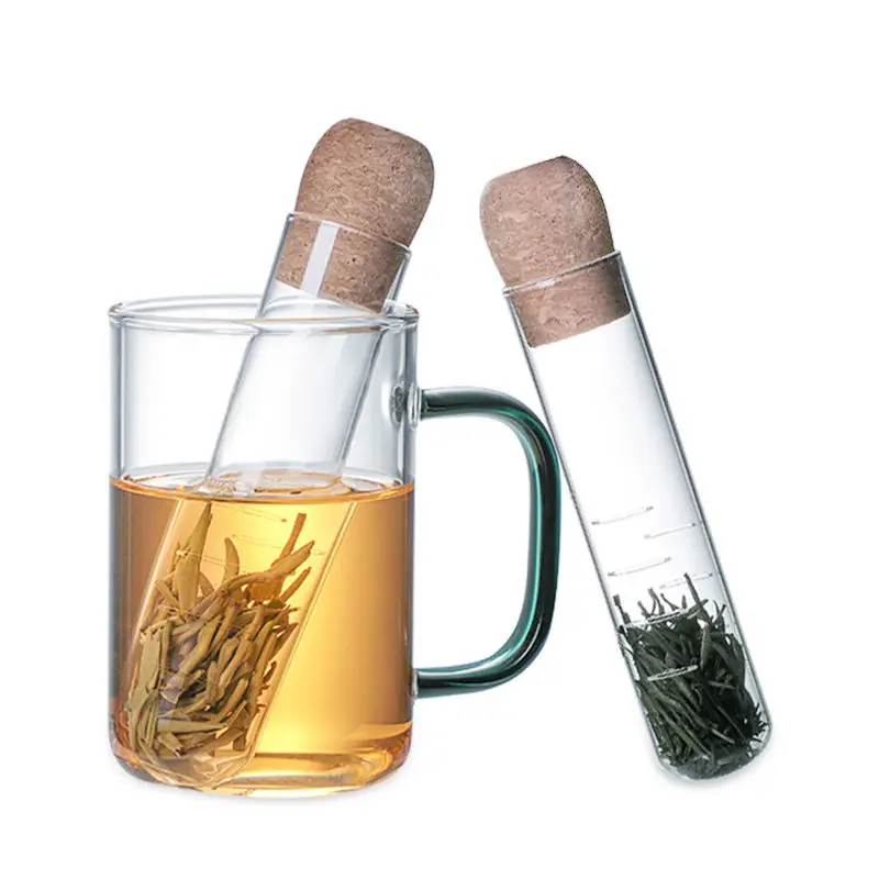 Factory price recycling borosilicate glass tea lnfuser creative pipe with cork lid