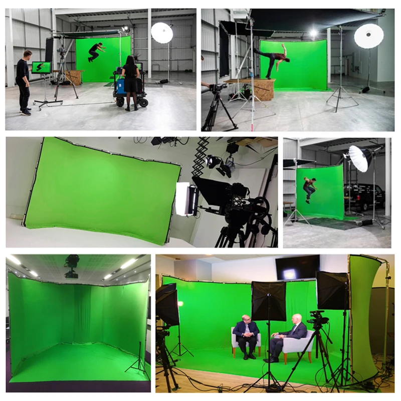 Fotobestway Good quality Chroma Key Green Panoramic video Background  wall photography with Carry Case