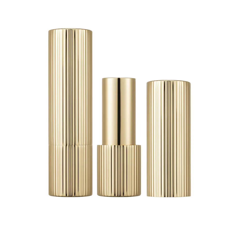 HUIHO Luxury Design 12.7mm Gold Flat Customise LOGO Cosmetic Packaging Container Aluminum Lipstick Tube