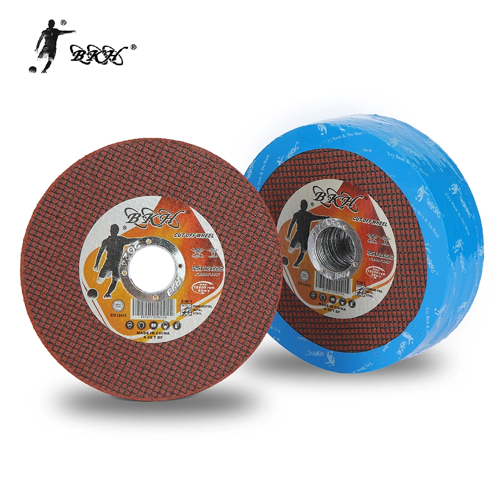 BKH Manufacturer Wholesale Abrasive 125*1.2*22.2 mm 2 Nets 5 Inch Cutting Wheels for Stainless Steel Metal