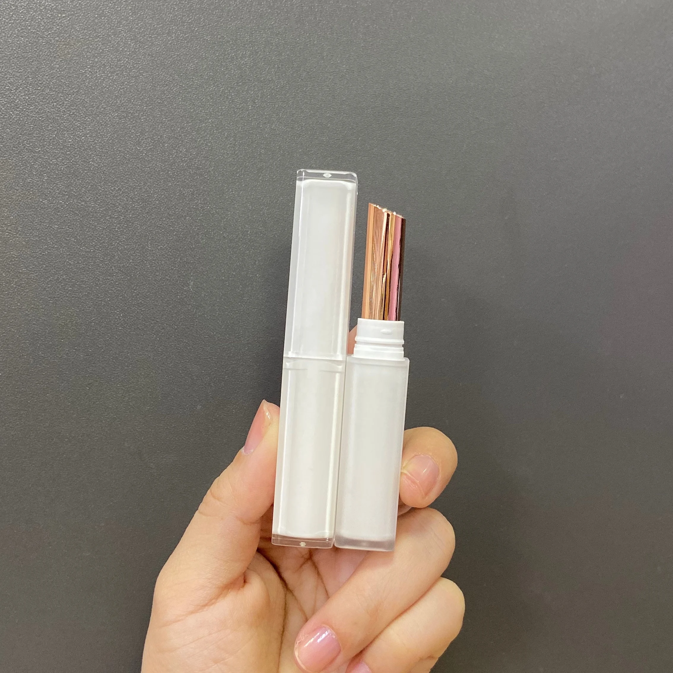 good quality 9mm double color luxury skinny slim square lipstick case empty lip balm tube candy macaron color lipstick tube