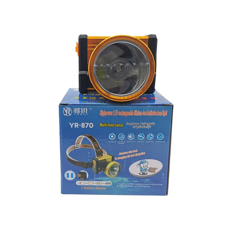 LED Aluminum Headlamp 4000mAh Lithium Battery Camping and Hunting Headlamp USB charging, strong light exposure for 12 hours