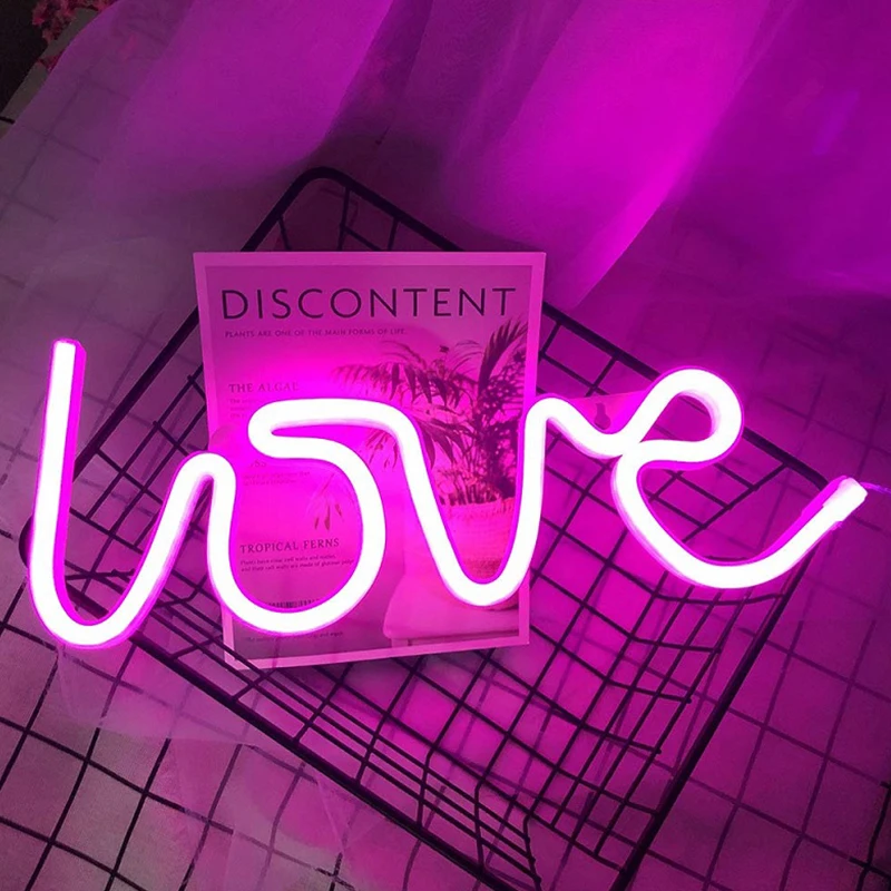 factory Indoor Christmas Wedding LED Neon Lights Love Shape Night Light Sign Lamp Battery box USB Double Powered Nightlight