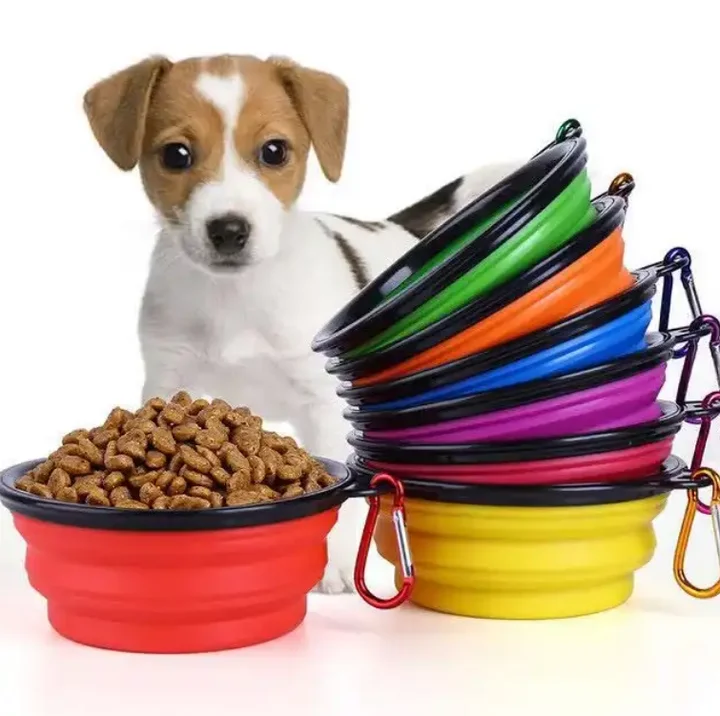 Portable Travel Pet Folding Collapsible bowl Silicone Dog Puppy Bowl collapsible dog cat water bowl