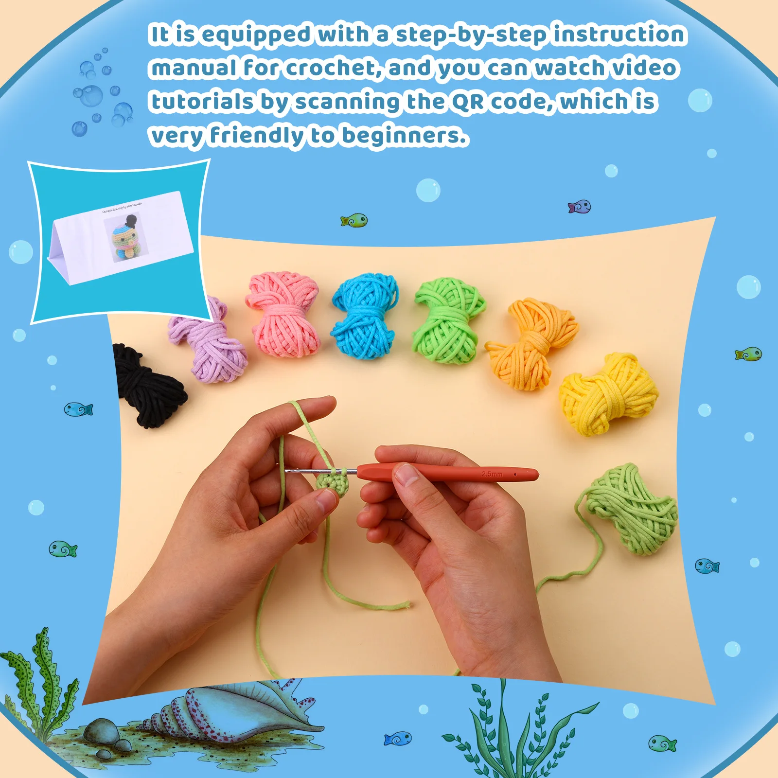Colorful Octopus Crochet Animal Kit Beginners Diy Adult Crochet Kit