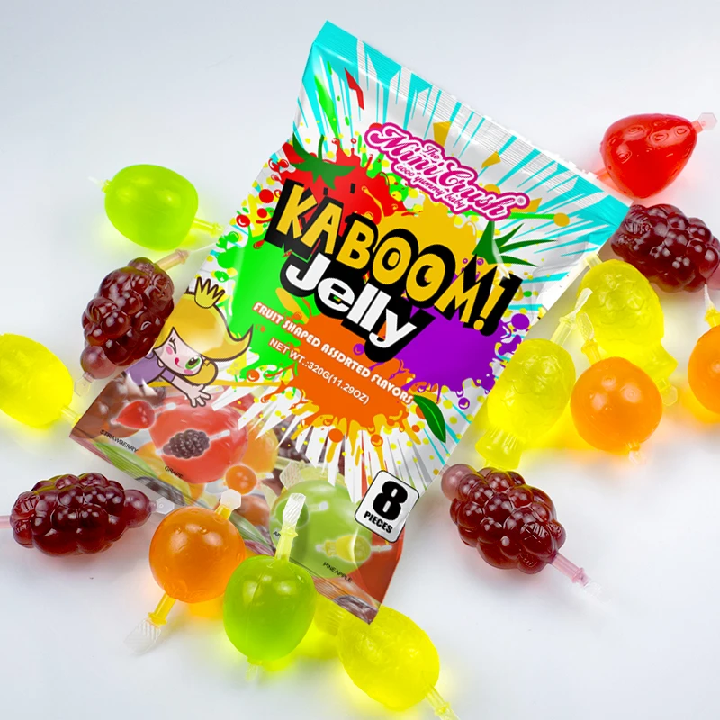 Fruit Jelly Candy, Assorted Flavors Squeezable Vegan-Friendly, 9 Count Bag