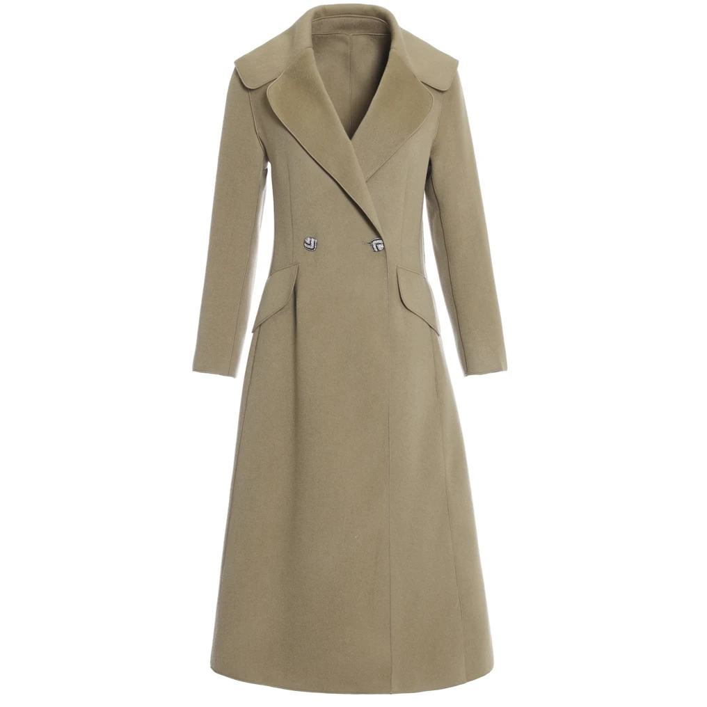 Winter Coat Manufacturer Wholesale Luxury Shaped Wool Female Fitted Coat High Quality Custom Wool Blend Long Women Pea Coat