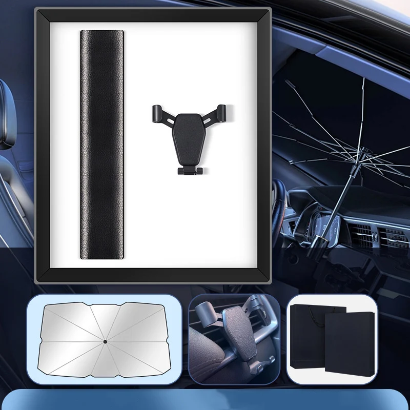 2023 Novelty Gifts With Car Sunshade Umbrella Car Phone Holder And Parking Number Plate Promotional Items Logo Printing Gifts Se