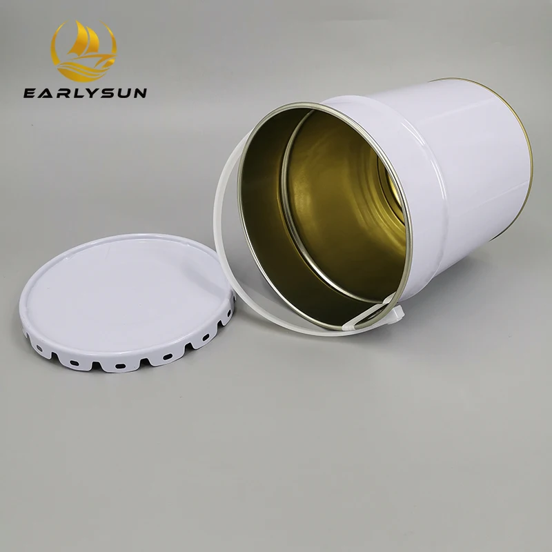 Cute Shape 5 Liter Metal Bucket Metal Tin Pail With Flower Lid And Plastic Handle