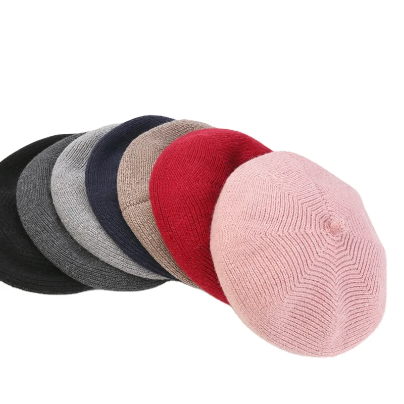 Korea Style Lightweight Casual Classic Ribbed Wool Beret Hat