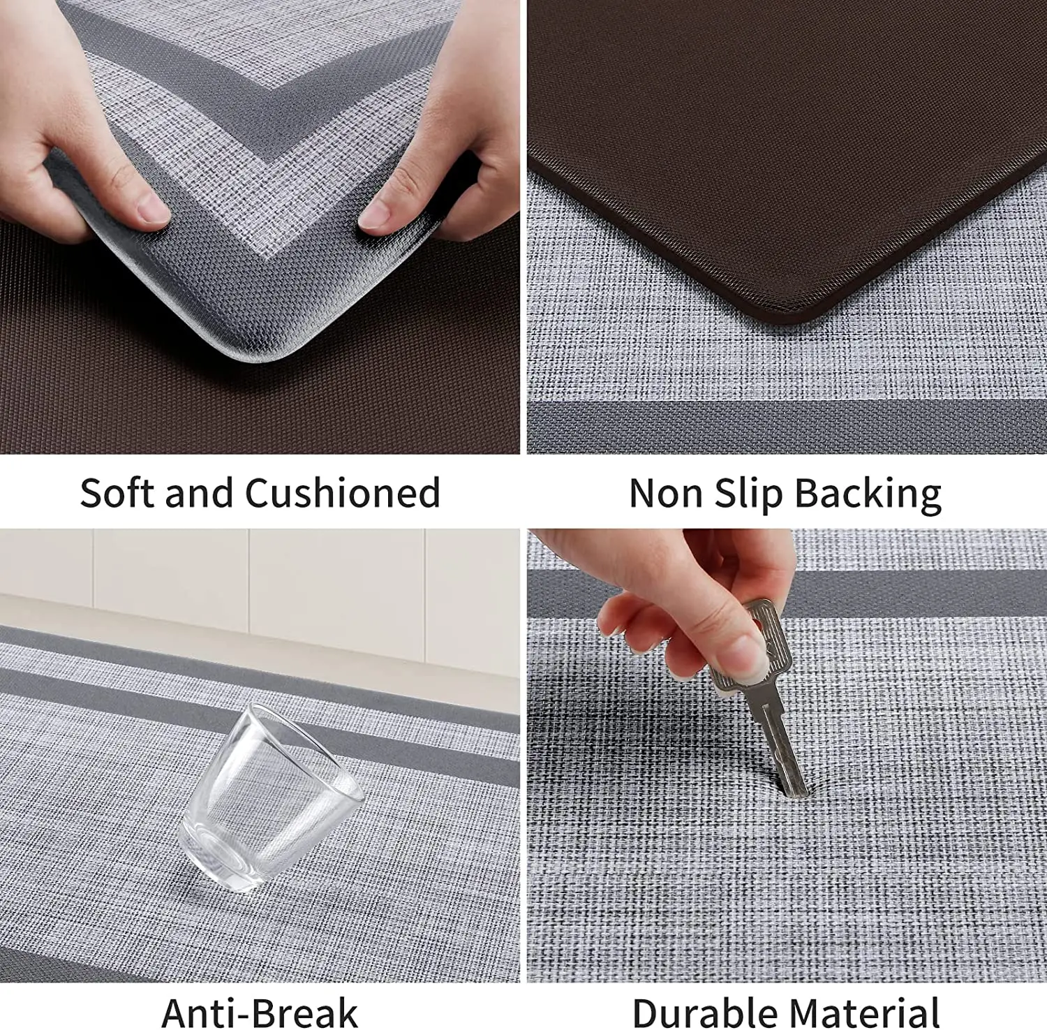 Comfortable Anti-Fatigue Mat PVC Anti-Slip Waterproof Kitchen Mat Exit Door Mat