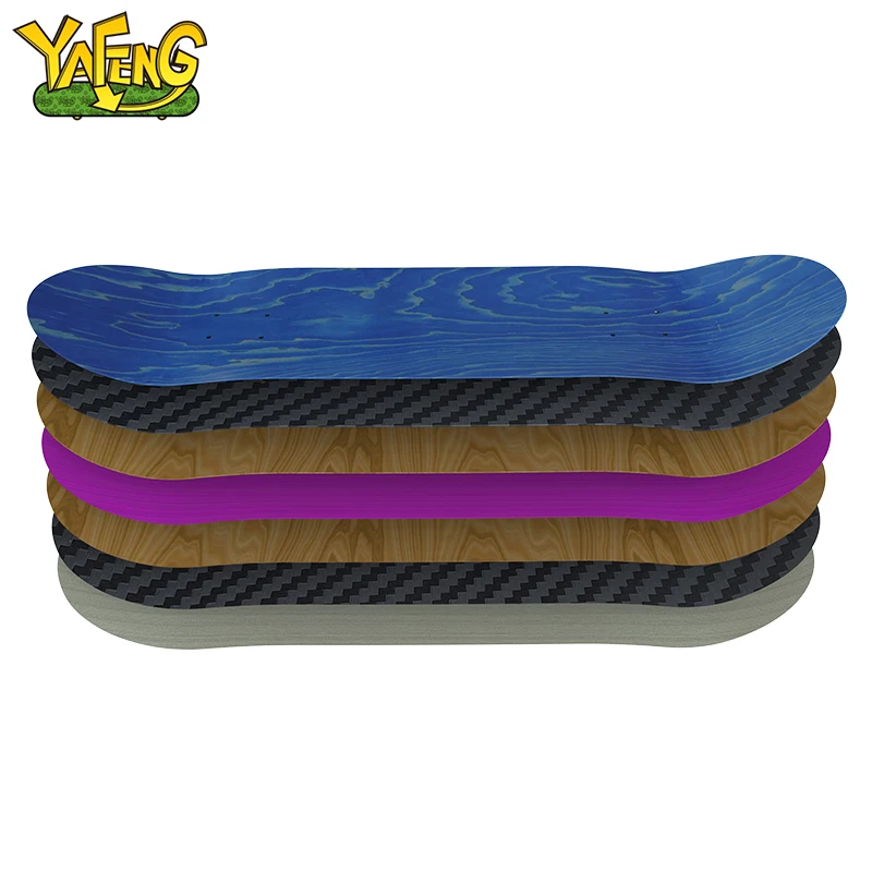 YAFENG Skateboards manufacturer oem 7.75 7 ply 8.25 100% canadian maple wholesale blank custom carbon fiber skateboard deck