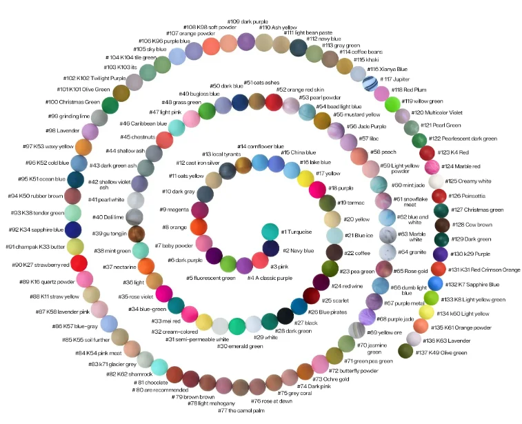 148 Colors BPA Free Silicone Teething Loose Bead Food Grade Round Chew 6mm 9mm 12mm 15mm 19mm Soft Silicone Beads Wholesale