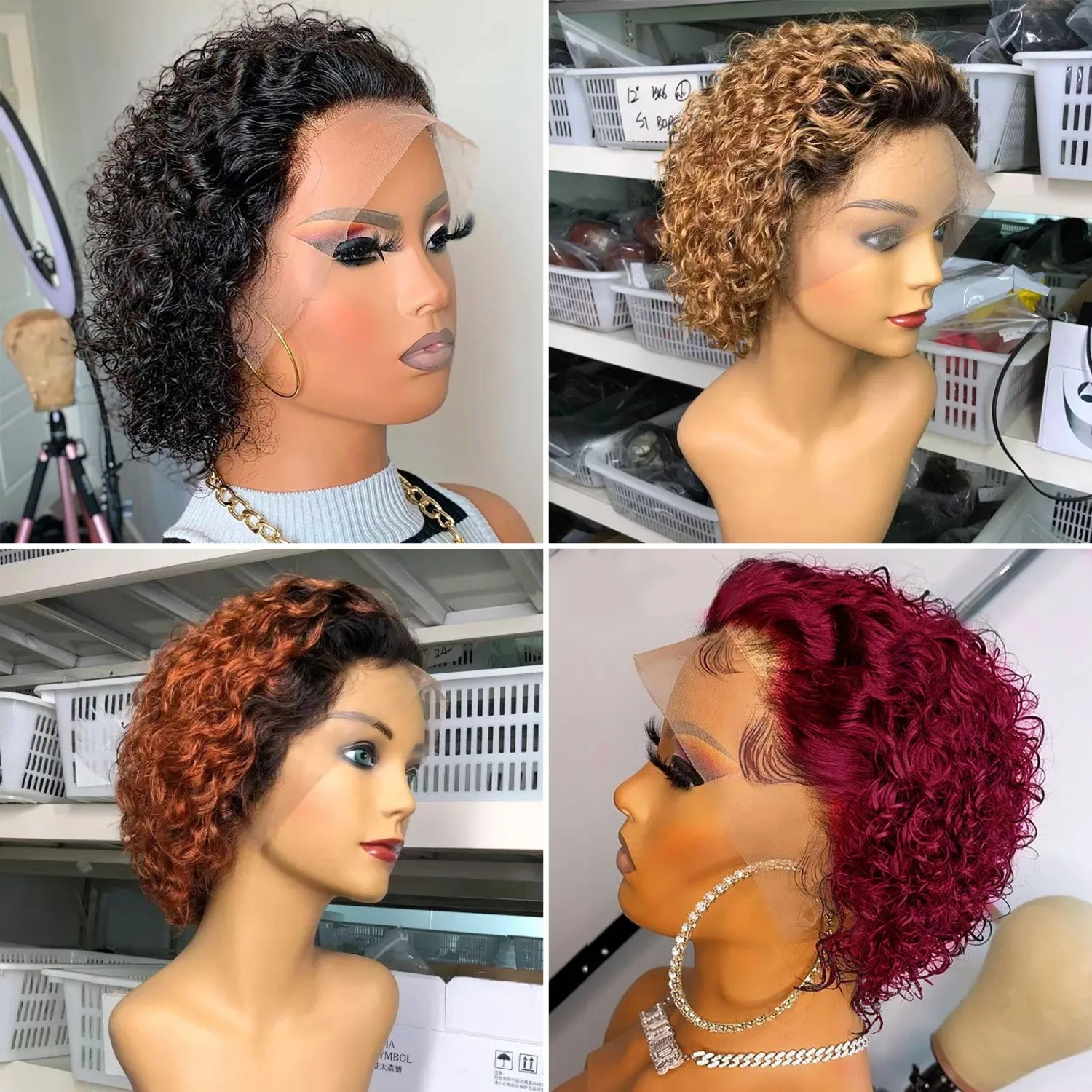 Pre Plucked 360 Hd Lace Front Blonde Wigs Human Hair Pix Cut Wigs For Black Women