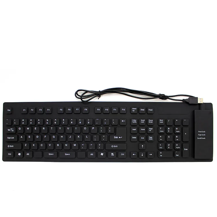 silicone keyboard 109 us/russian/arabic/turkish computer usb roll-up waterproof soft flexible silicone keyboard for laptop