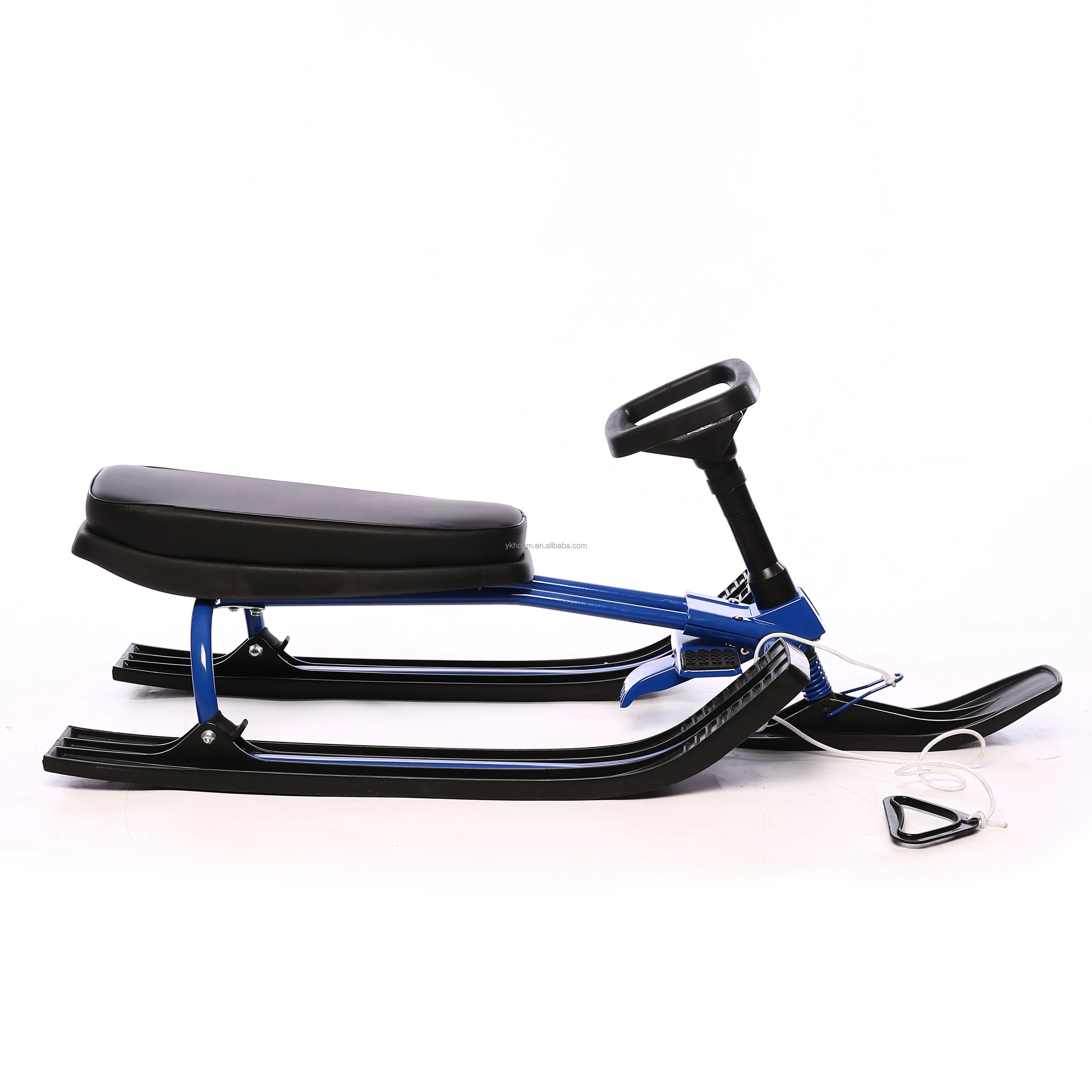 Snow Racer Sled, Kids Ski Sled with Steering Wheel Twin Brakes for 3-15 Years Kids Holds 220 lbs