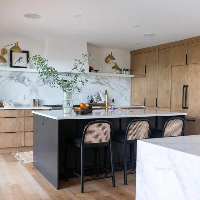 Wooden Black White Cane Rattan Back Bar Stool Kitchen Modern Bar Counter Stool