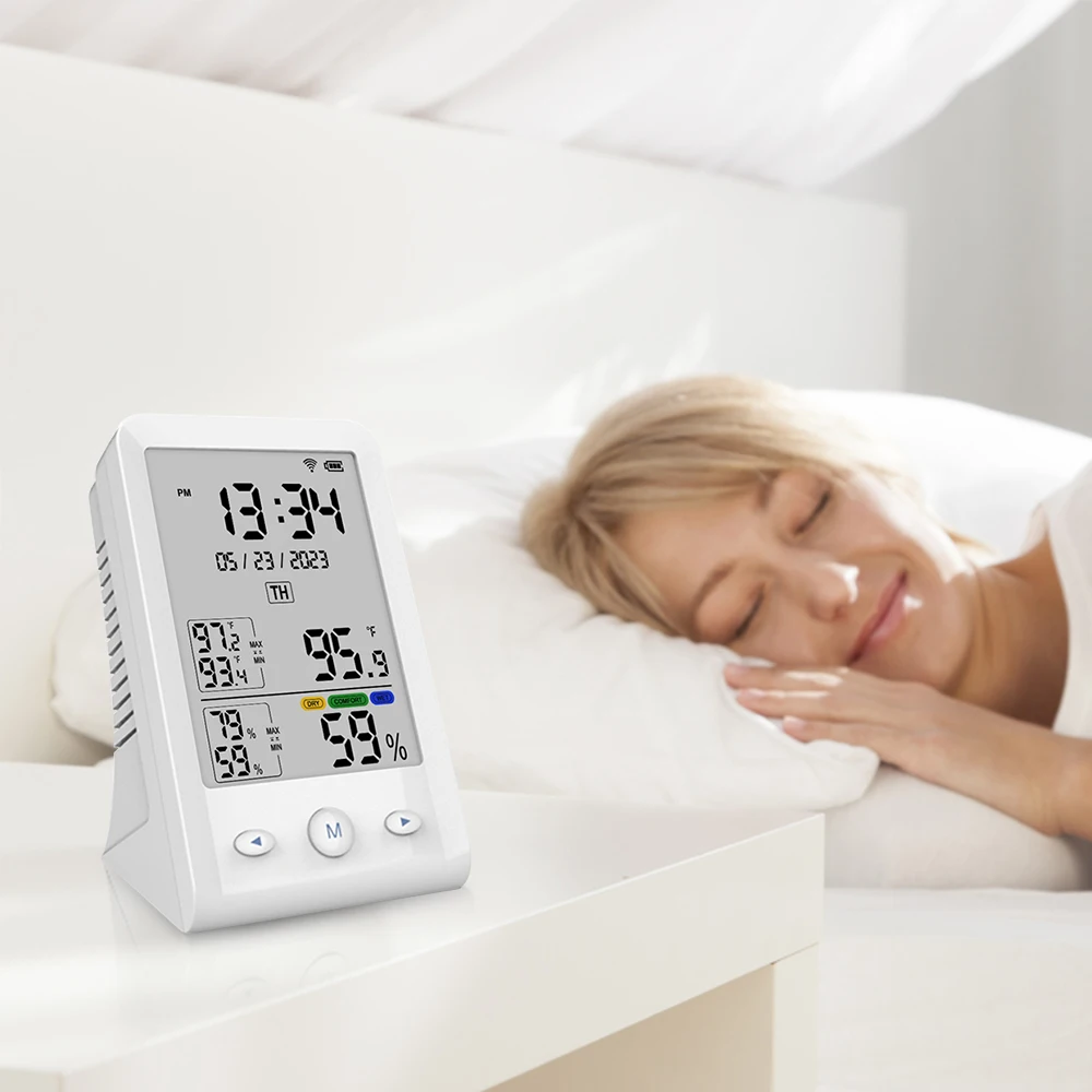 Built in rechargeable lithium battery digital clock Tuya intelligent temperature hygrometer temperature unit switching