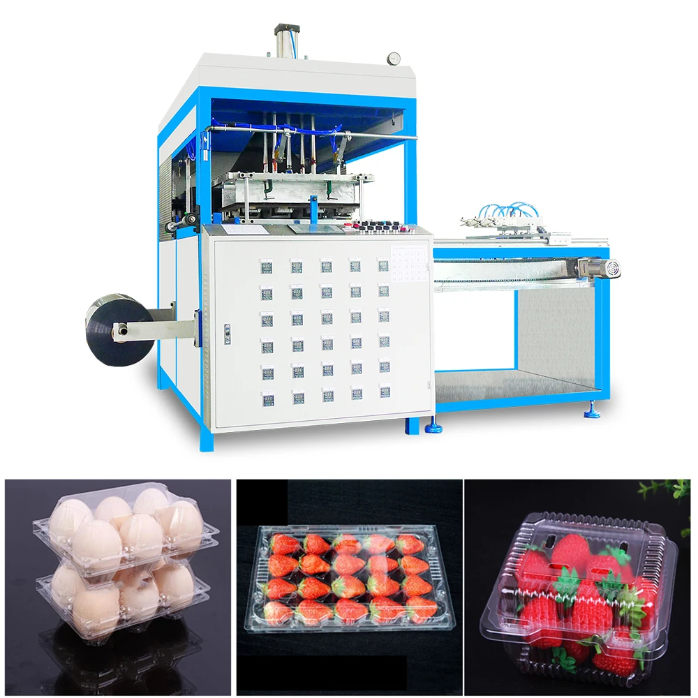 Small  low cost economical automatic  food tray fruit container vacuum forming machine