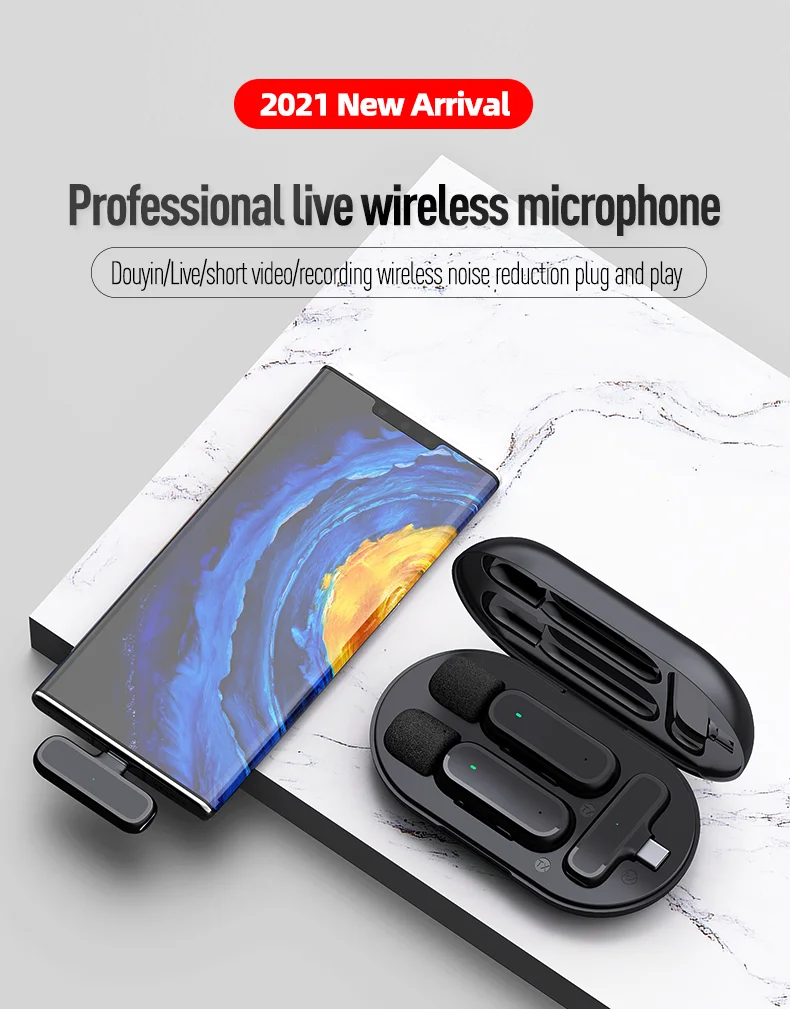 Wholesale Dual Mics Wireless Microphone  Vlog Youtuber Two Lavalier Microphones for Mobile Phone streaming Recording Interview