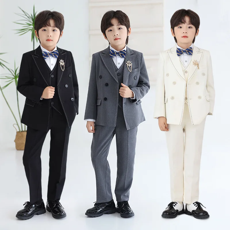 Boys Uniform Fashion Accessories Kids Blazer Slim Fit Straight Suit Pants Toddler Teen Clothing Set