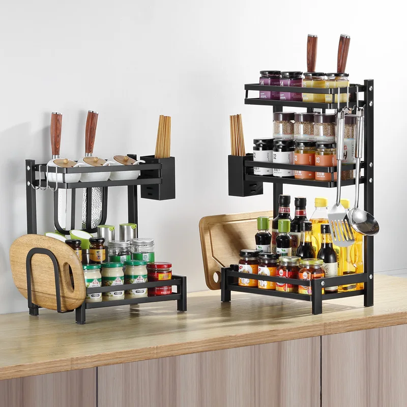 
Three-layer stainless steel kitchen storage and organization rack storage holder 