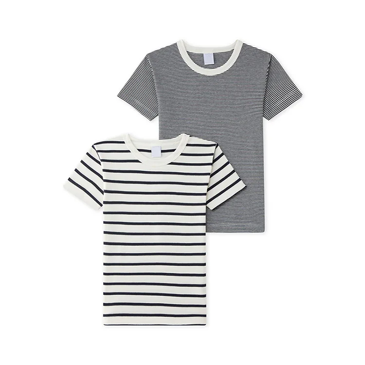 
Kids Short Sleeves Boys Top Knitted Children T-shirt 2 Pcs Pack(boys) Custom Summer Wear Breathable/sweat Releasing Plain Dyed 