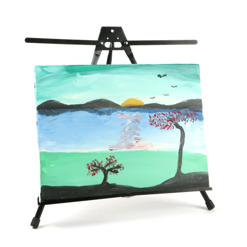 Aluminum Tabletop Display Easel with Extension Arm Wings - Portable Tripod Folding Frame Stand